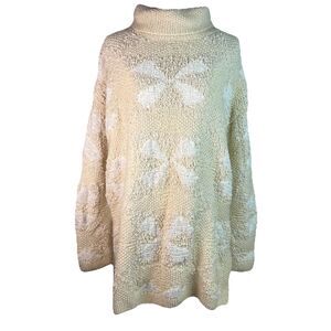 Vintage Jones New York Wool Blend Turtleneck Sweater Star Pattern Size Large